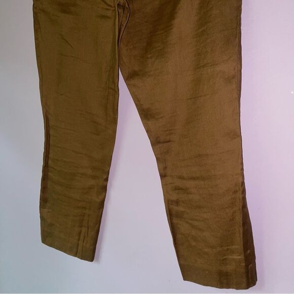 Loft 4P Linen Blend Trouser Brown Pants Lagenlook - Picture 8 of 9